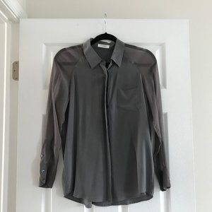 Equipment Femme Silk Shirt Gray sz Small